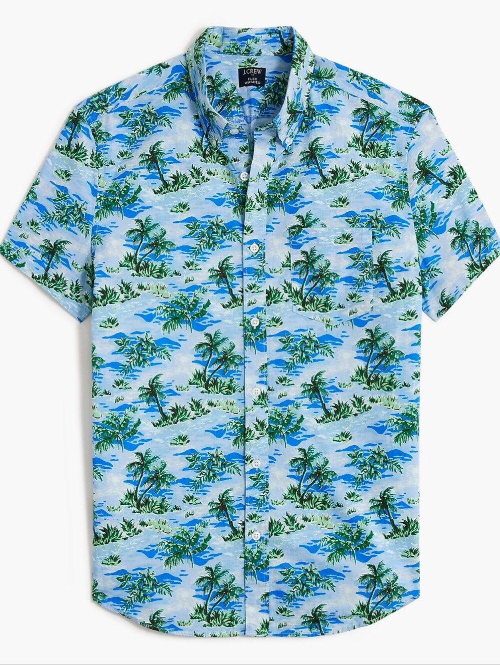 J. Crew Blue and Green Tropical Short-Sleeve Button-Down Shirt